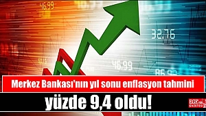 Merkez Bankası'nın yıl sonu enflasyon tahmini yüzde 9,4 oldu