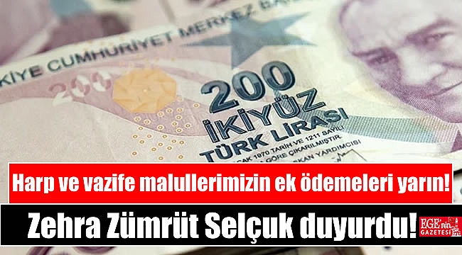 Zehra Zümrüt Selçuk: Harp ve vazife malullerimizin ek ödemelerini yarın yapacağız