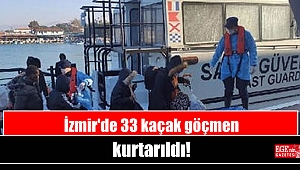 İzmir'de 33 kaçak göçmen kurtarıldı