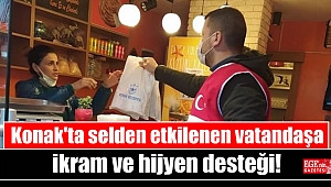 Konak'ta selden etkilenen vatandaşa ikram ve hijyen desteği