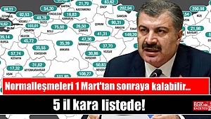 Vaka sayısına göre 5 ilimiz kara listede: Normalleşmeleri 1 Mart'tan sonraya kalabilir