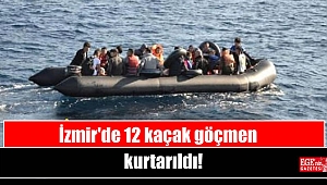 İzmir'de 12 kaçak göçmen kurtarıldı