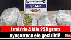 İzmir'de 4 kilo 250 gram uyuşturucu ele geçirildi