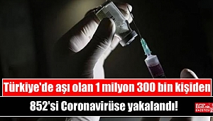 Türkiye'de aşı olan 1 milyon 300 bin kişiden 852'si Coronavirüse yakalandı