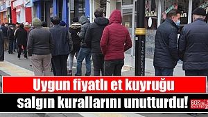 Uygun fiyatlı et kuyruğu salgın kurallarını unutturdu