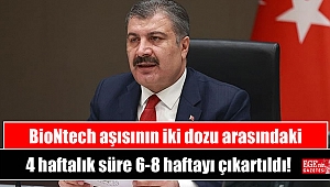 BioNtech aşısının iki dozu arasındaki 4 haftalık süre 6-8 haftayı çıkartıldı