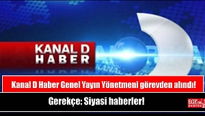 Kanal D Haber Genel Yayın Yönetmeni görevden alındı. Gerekçe: Siyasi haberler