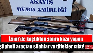 İzmir'de kaçtıktan sonra kaza yapan şüpheli araçtan silahlar ve tüfekler çıktı