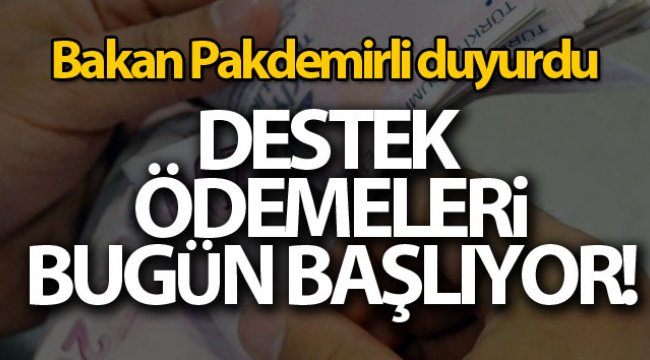 Destek ödemeleri bugün yatırılıyor!