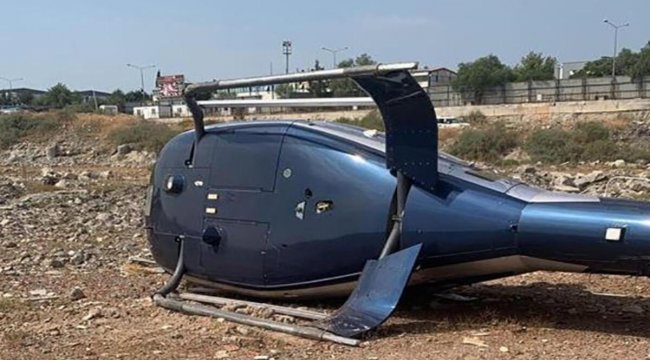 İzmir'de sivil helikopter yan yattı: Çok sayıda ekip bölgede
