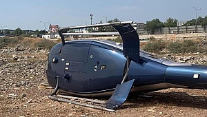 İzmir'de sivil helikopter yan yattı: Çok sayıda ekip bölgede