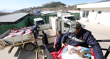 Bayraklı’dan deprem mağduru can dostlara mama desteği